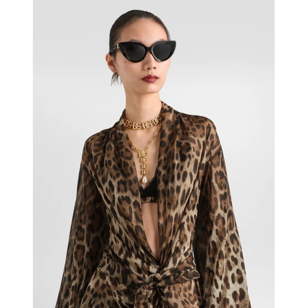 Leo-print chiffon dress - Image 4