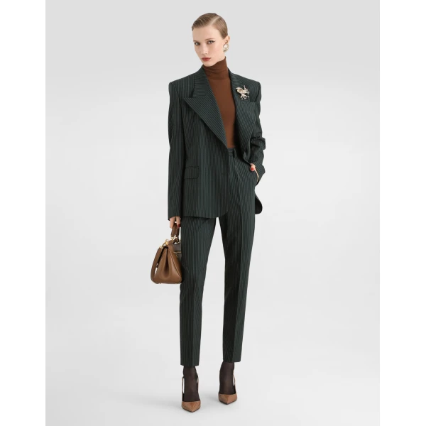 Linda single-breasted jacket in pinstripe wool - Image 2