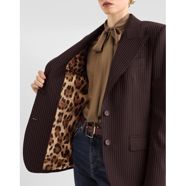 Linda single-breasted jacket in pinstripe wool - Image 6