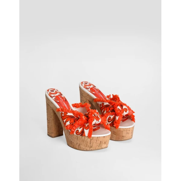 Majolica-print brocade clog sandals - Image 2