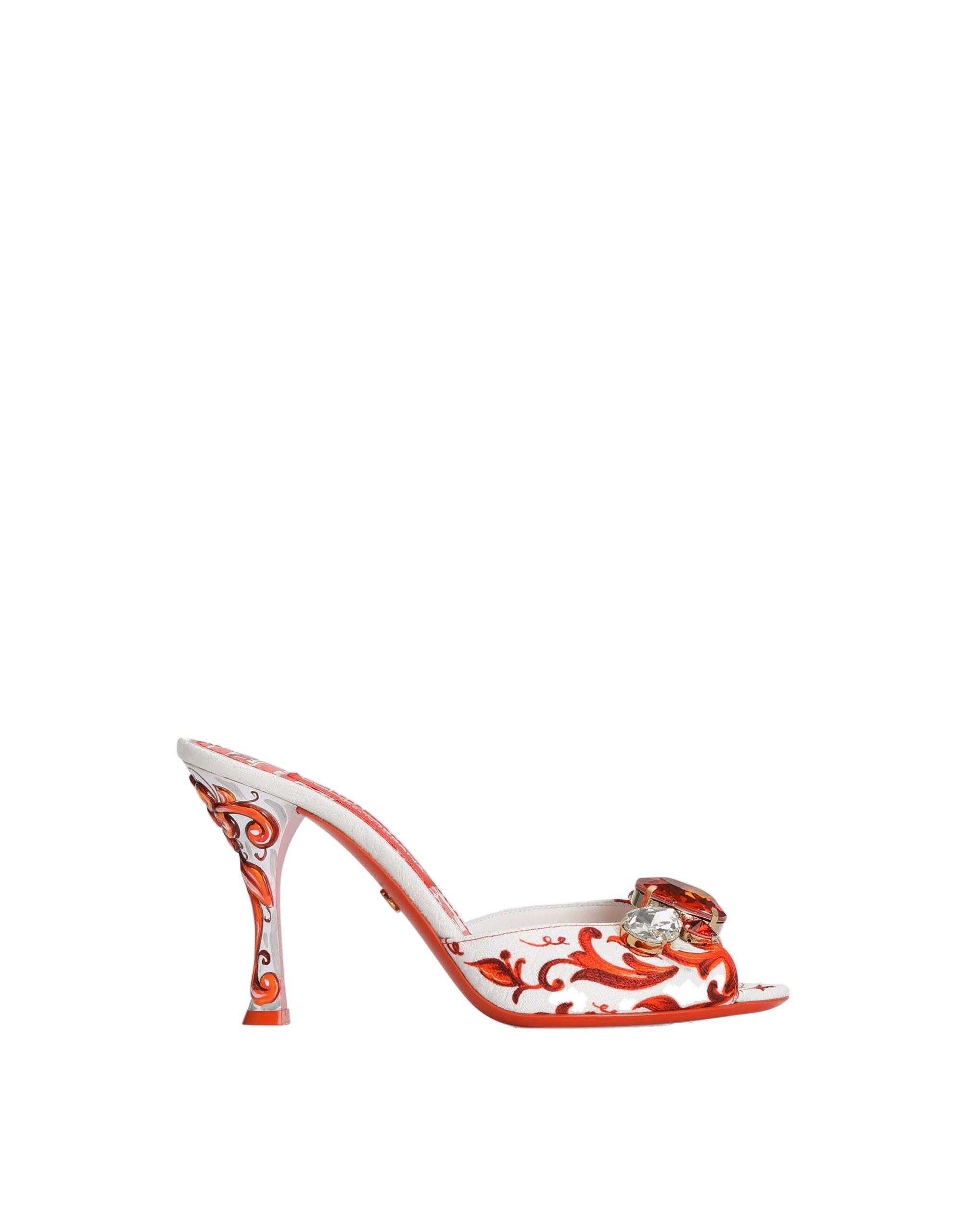 Dolce & Gabbana Majolica-print brocade mules with embroidery in Multicolour | Buy Shoes at Luxury Shoes Dolce & Gabbana Majolica-print brocade mules with embroidery