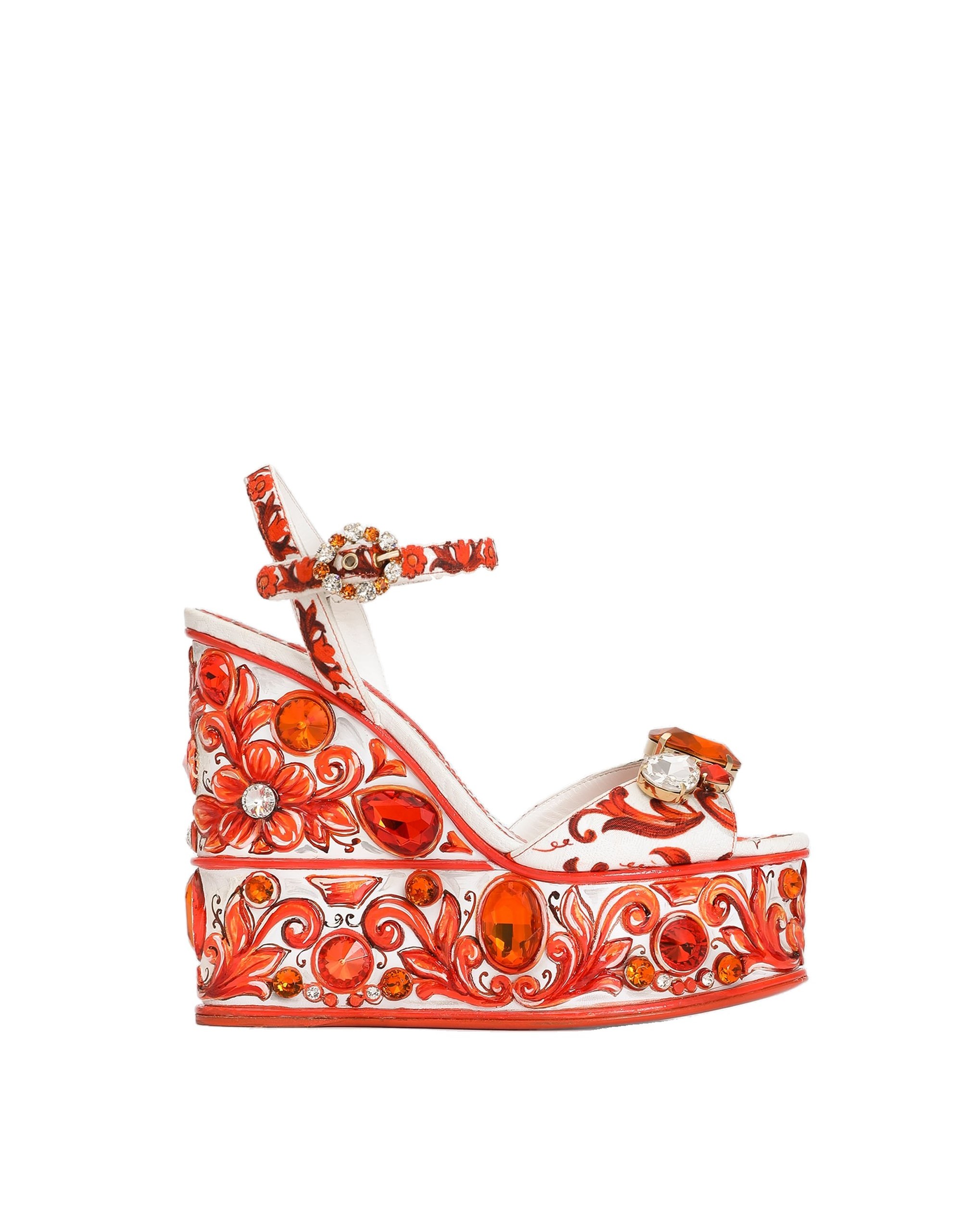 Dolce & Gabbana Majolica-print brocade sandals in Multicolour | Buy Shoes at Luxury Shoes Dolce & Gabbana Majolica-print brocade sandals
