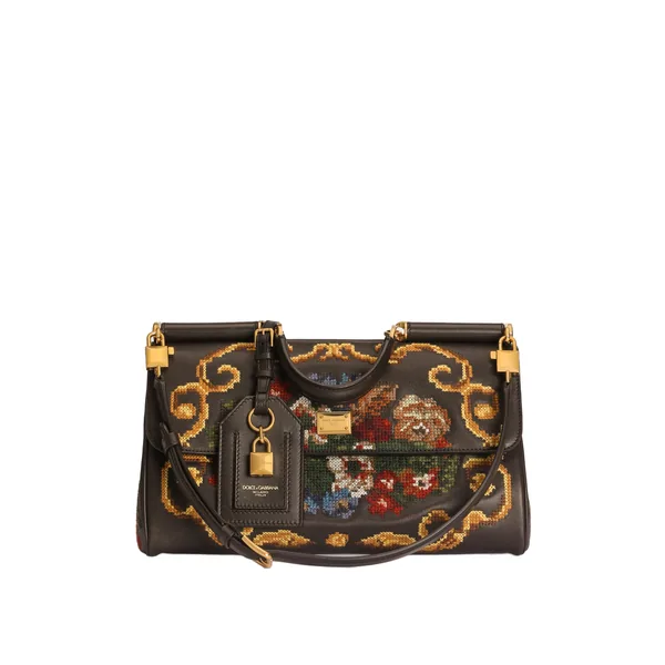Dolce & Gabbana Medium My Sicily handbag with fine stitch embroidery