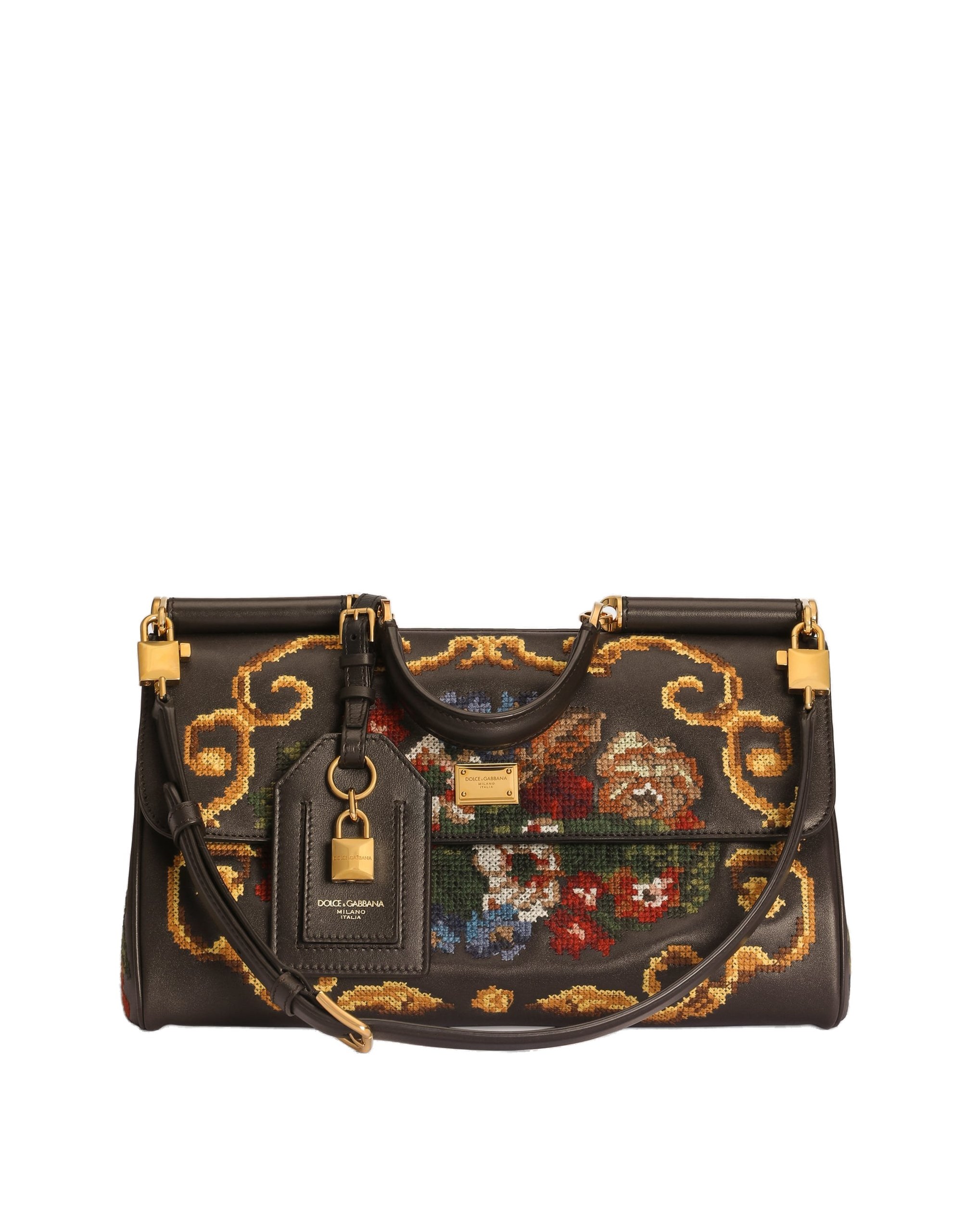 Dolce & Gabbana Medium My Sicily handbag with fine stitch embroidery in Multicolour | Buy Bags at Luxury Shoes Dolce & Gabbana Medium My Sicily handbag with fine stitch embroidery