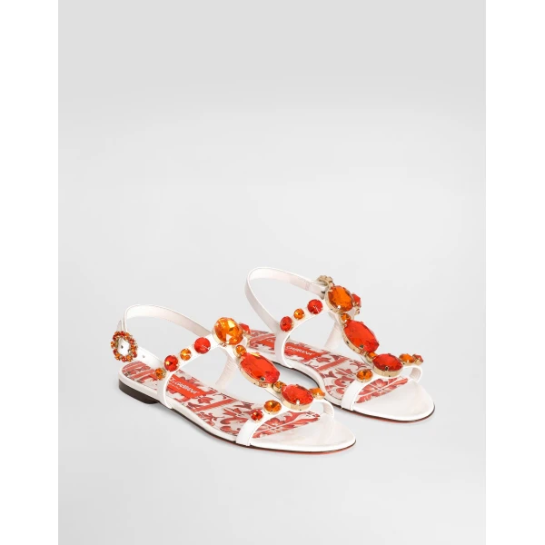 Patent leather sandals with embroidery - Image 2