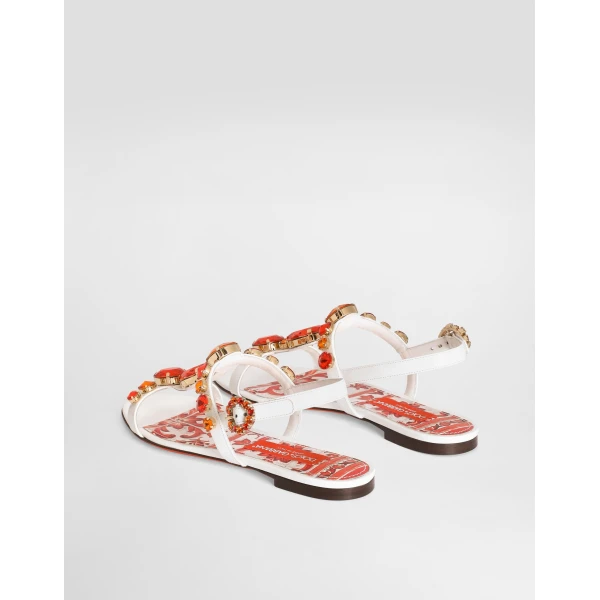 Patent leather sandals with embroidery - Image 3