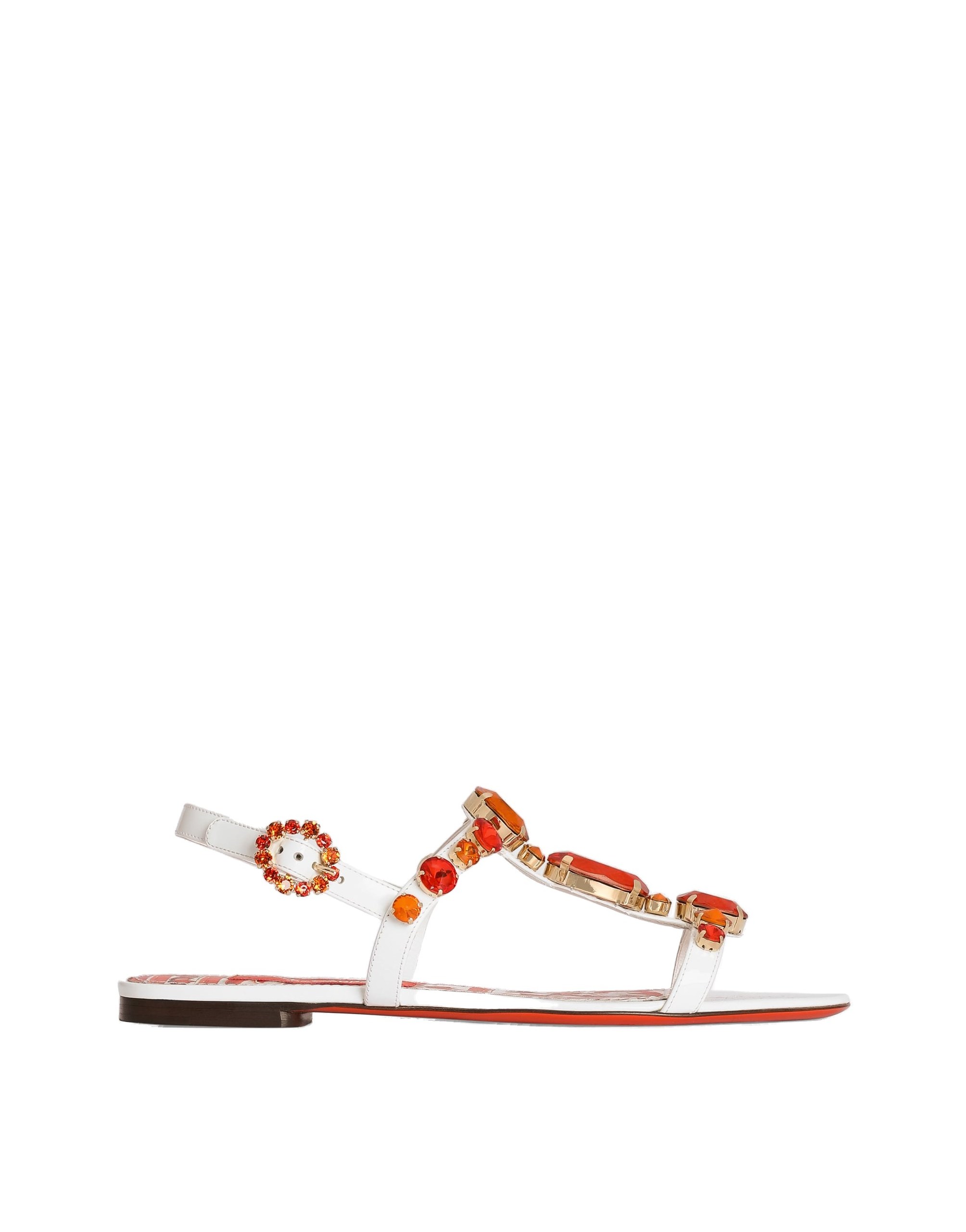 Dolce & Gabbana Patent leather sandals with embroidery in Multicolour | Buy Shoes at Luxury Shoes Dolce & Gabbana Patent leather sandals with embroidery