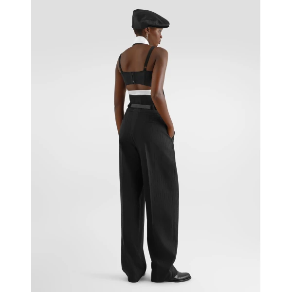 Pinstripe wool jacquard trousers - Image 3