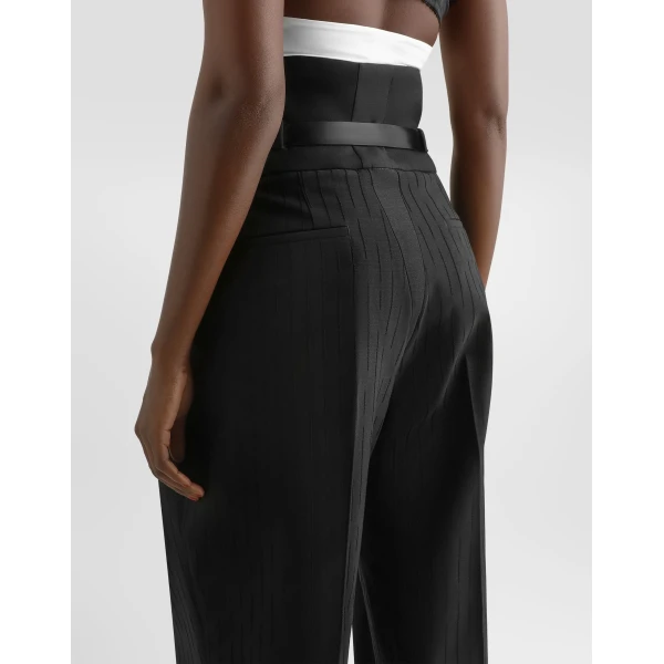 Pinstripe wool jacquard trousers - Image 5