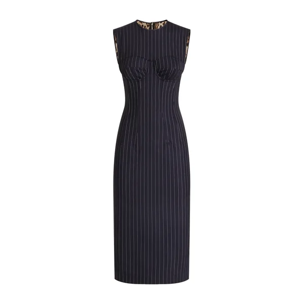 Pinstripe wool sheath dress