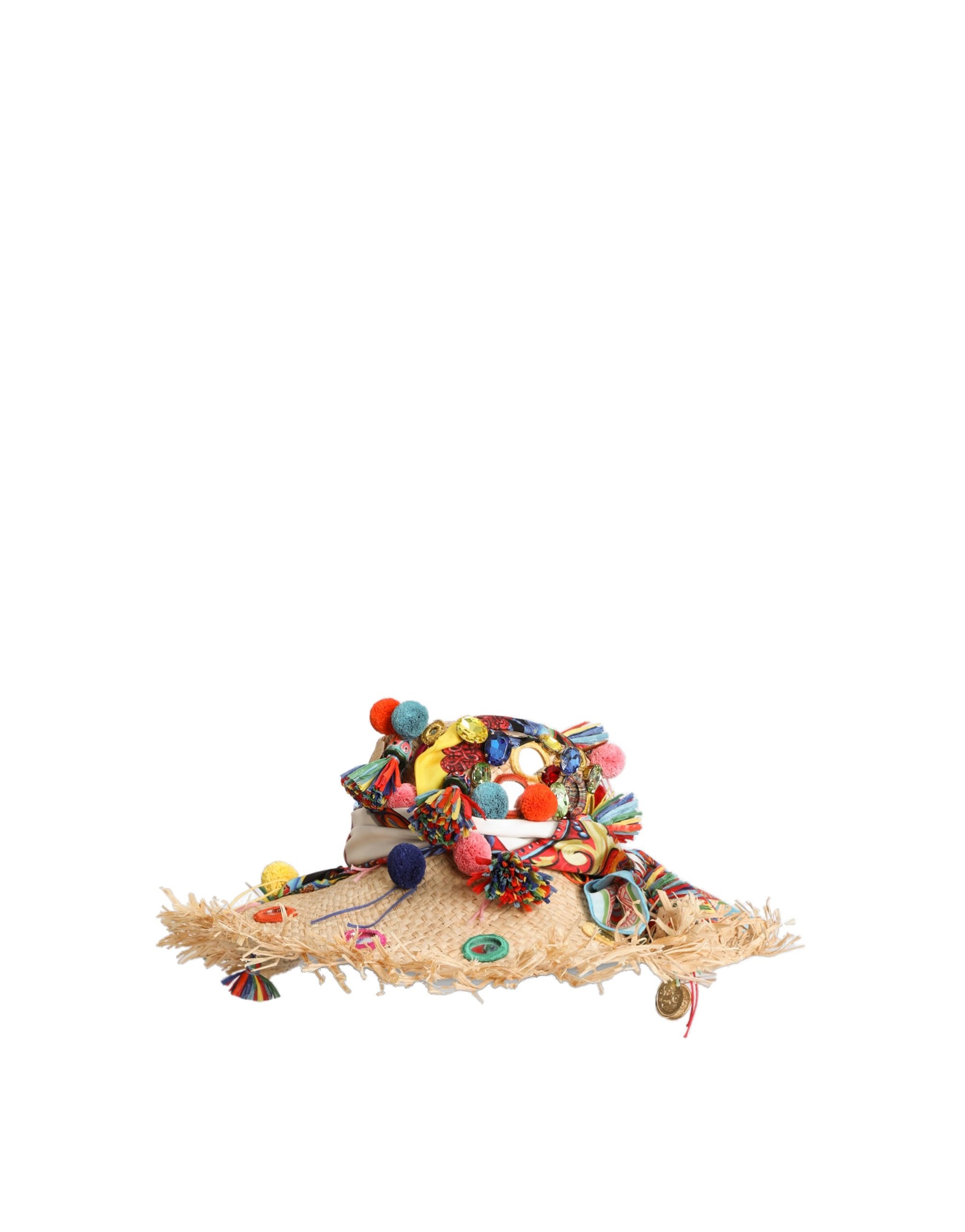 Dolce & Gabbana Raffia hat with applications in Multicolour | Buy Accessories at Luxury Shoes Dolce & Gabbana Raffia hat with applications