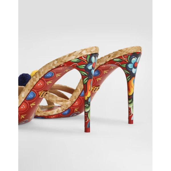 Raffia mules with embroidery - Image 4