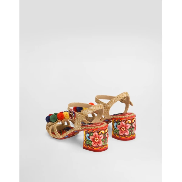 Raffia sandals with embroidery - Image 3