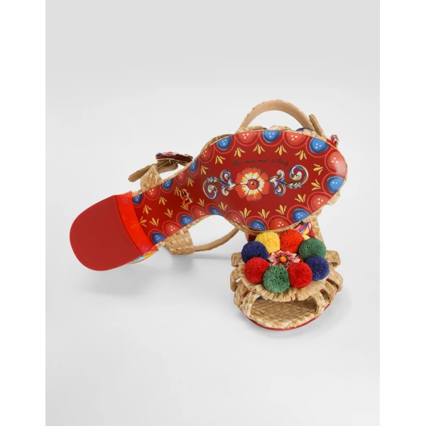 Raffia sandals with embroidery - Image 5