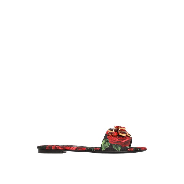 Dolce & Gabbana Rose-print brocade flat slides