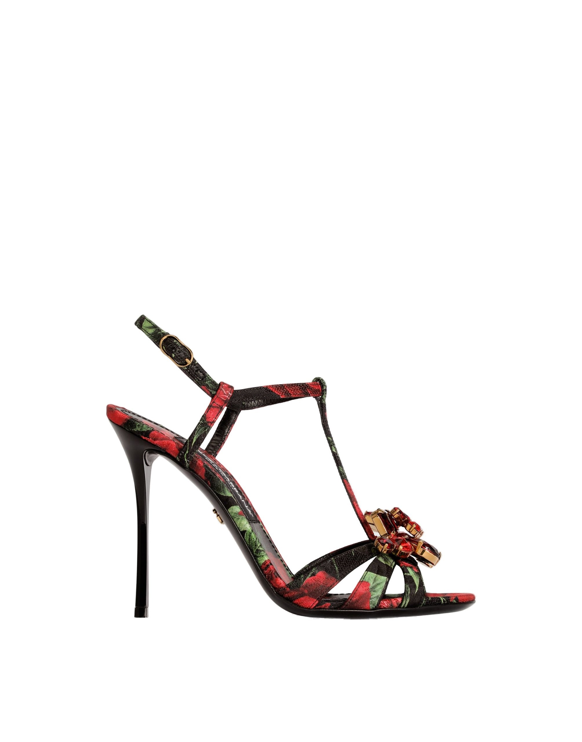 Dolce & Gabbana Rose-print brocade sandals in Multicolour | Buy Shoes at Luxury Shoes Dolce & Gabbana Rose-print brocade sandals