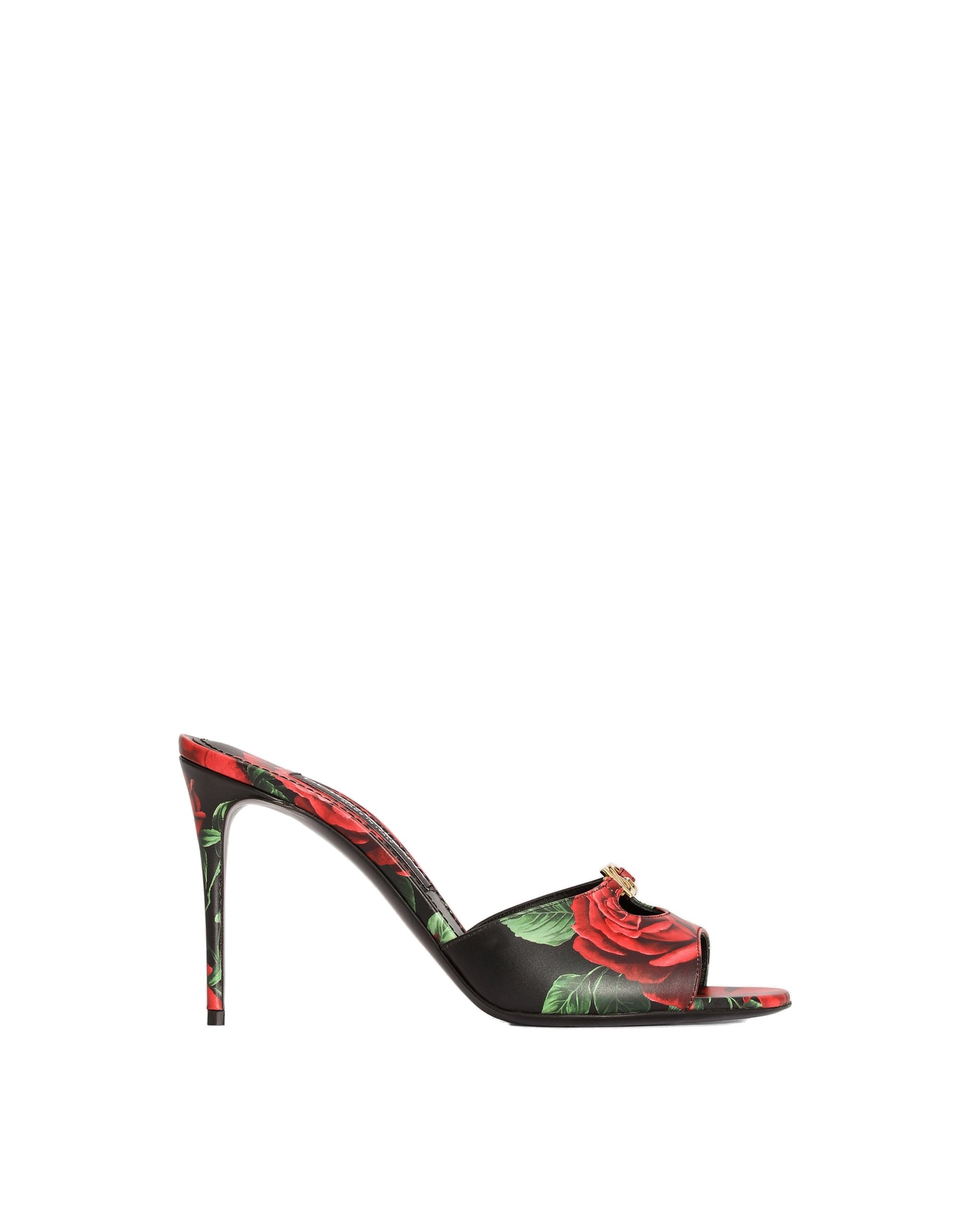 Dolce & Gabbana Rose-print calfskin mules in Multicolour | Buy Shoes at Luxury Shoes Dolce & Gabbana Rose-print calfskin mules