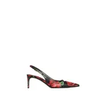 Dolce & Gabbana Rose-print calfskin slingbacks