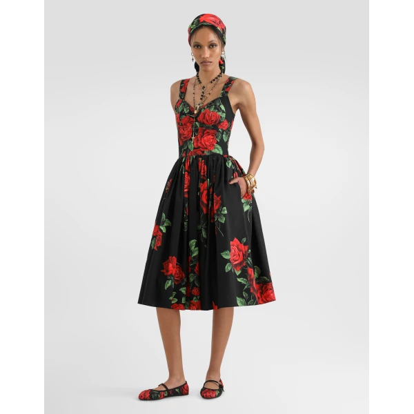 Rose-print poplin dress - Image 2