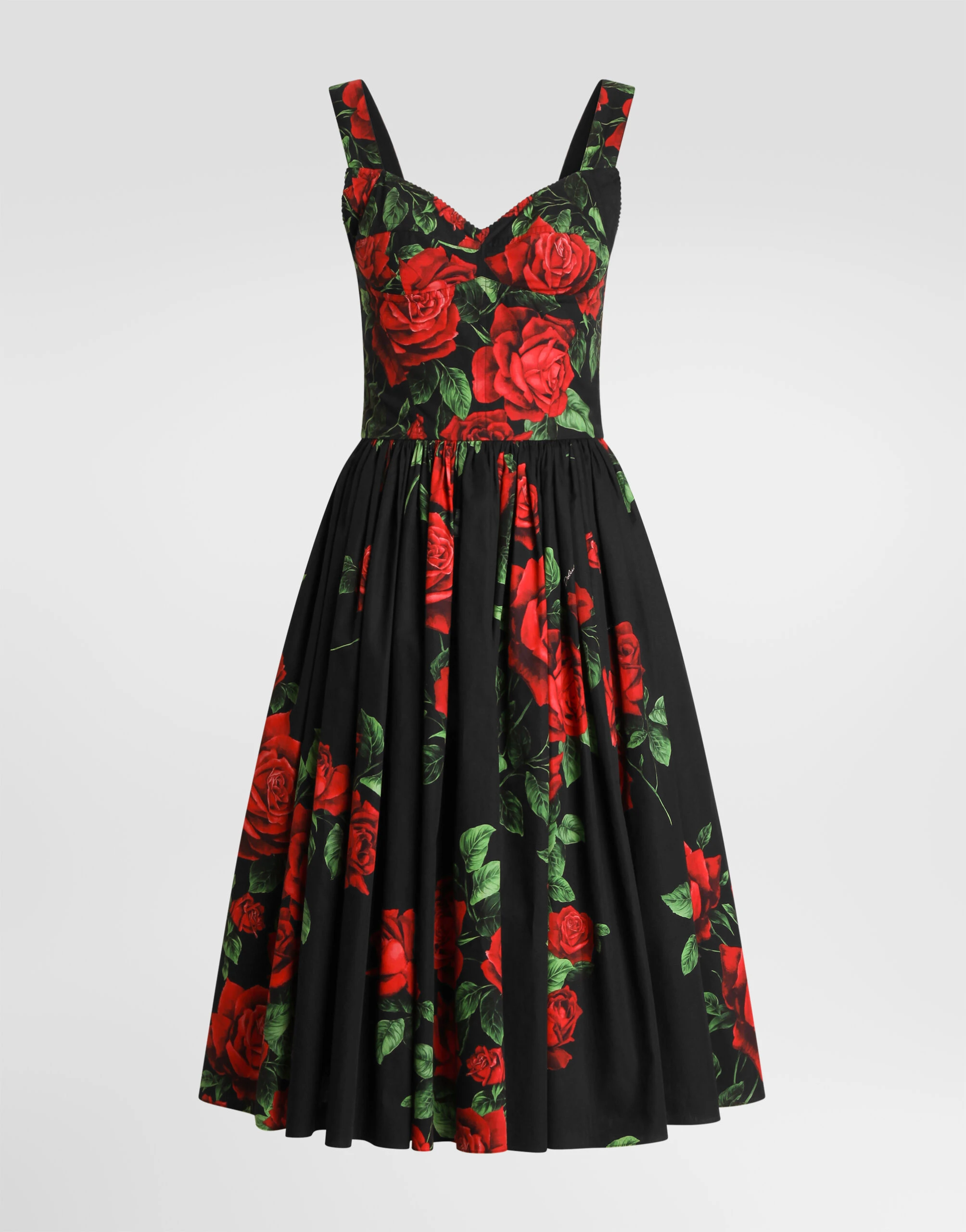 Dolce & Gabbana Rose-print poplin dress | Dresses | Luxury Shoes Dolce & Gabbana Rose-print poplin dress