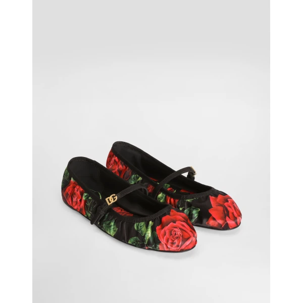 Rose-print satin ballet flats - Image 2