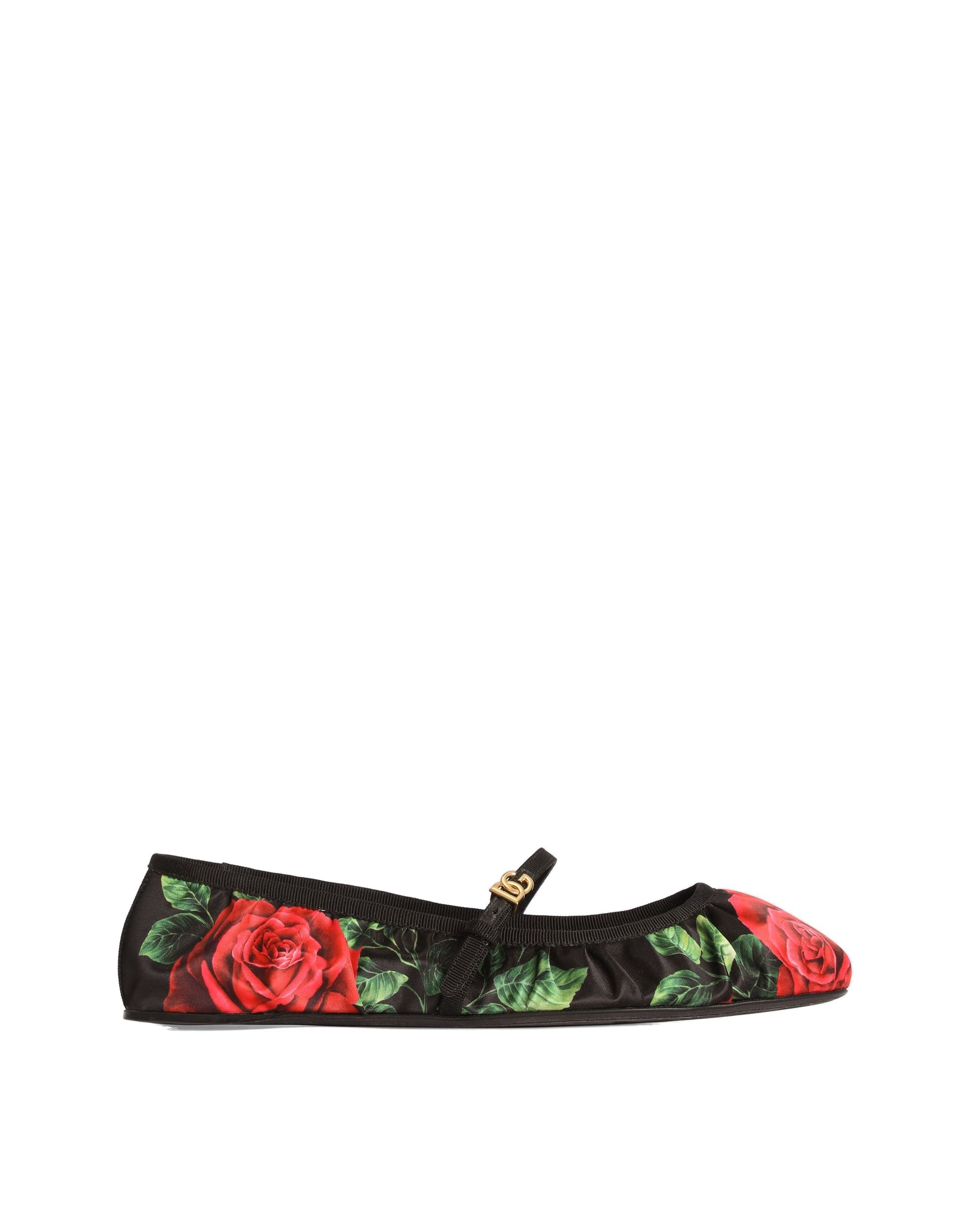 Dolce & Gabbana Rose-print satin ballet flats in Multicolour | Buy Shoes at Luxury Shoes Dolce & Gabbana Rose-print satin ballet flats