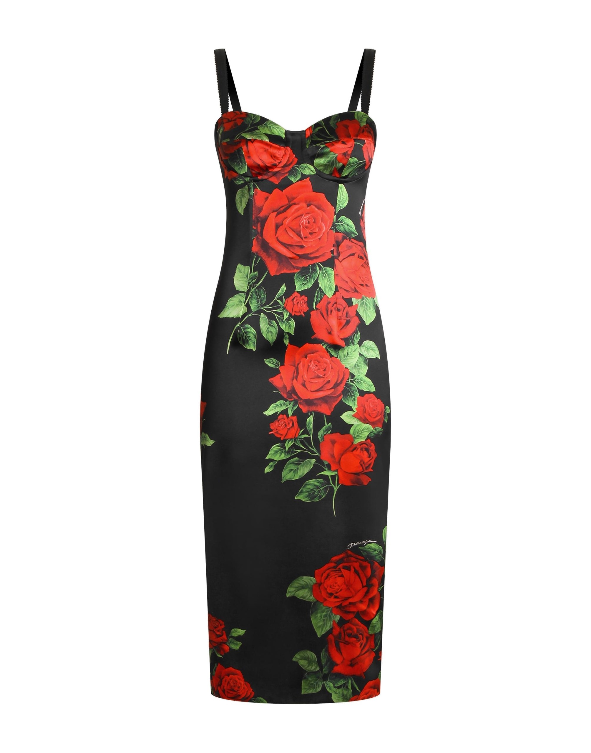Dolce & Gabbana Rose-print satin dress | Dresses | Luxury Shoes Dolce & Gabbana Rose-print satin dress