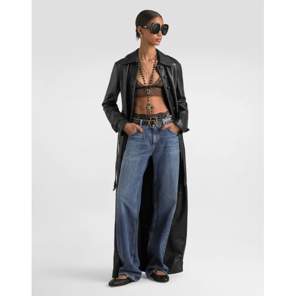 Single-breasted leather coat - Image 2