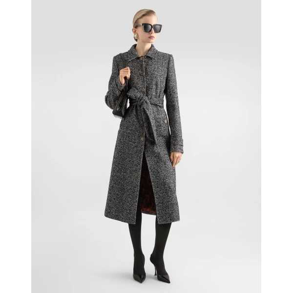 Single-breasted wool-blend chevron coat - Image 2