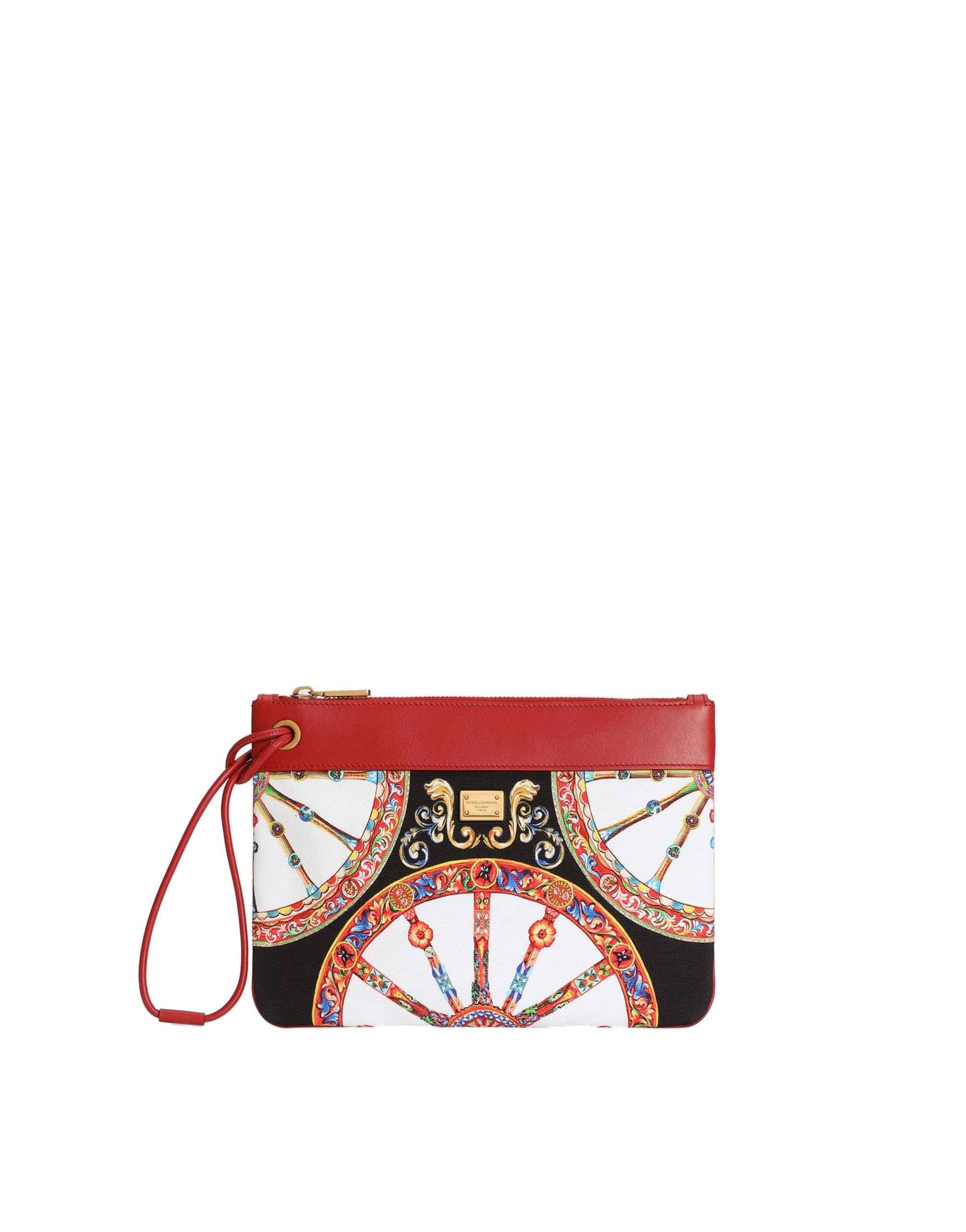 Dolce & Gabbana Toiletry bag in carretto-print canvas in Multicolour | Buy Accessories at Luxury Shoes Dolce & Gabbana Toiletry bag in carretto-print canvas