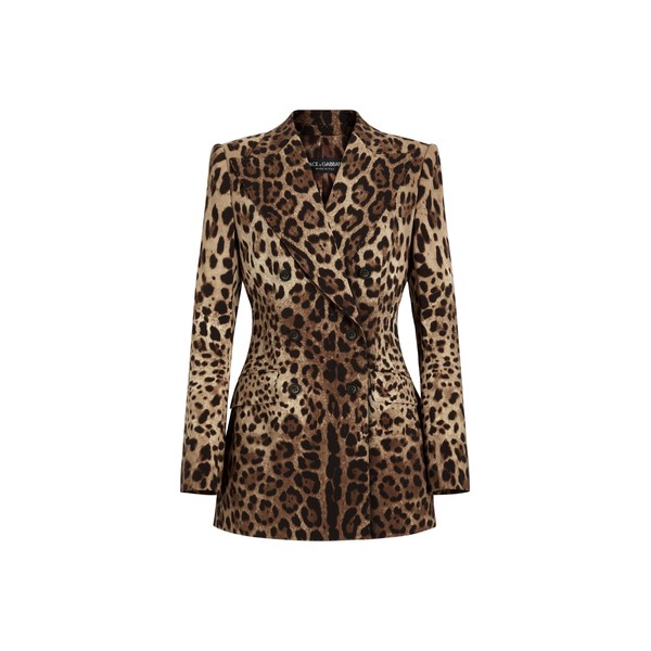 Dolce & Gabbana Turlington leo-print wool double-breasted jacket