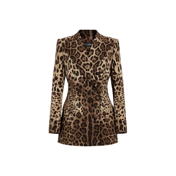 Turlington leo-print wool double-breasted jacket