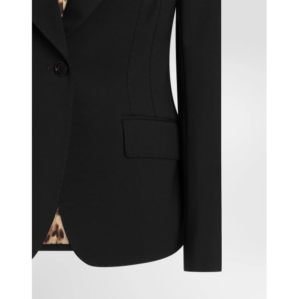 Turlington single-breasted jacket in micro-ribbed fabric - Image 3