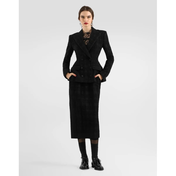 Wool-blend check bouclé skirt - Image 2