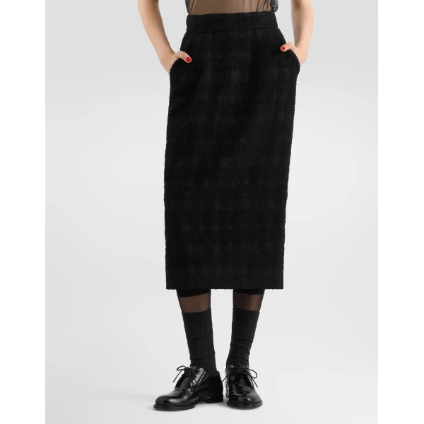 Wool-blend check bouclé skirt - Image 4