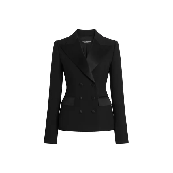 Wool cady double-breasted jacket