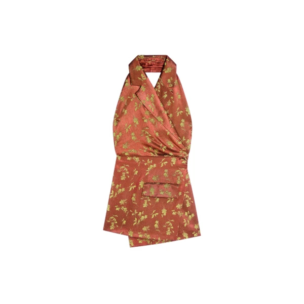 Dries Van Noten Backless jacquard top in Rust | Tops | Luxury Shoes 
