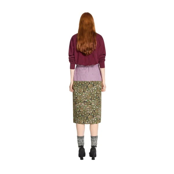Belted contrast skirt in Bottle - Image 4