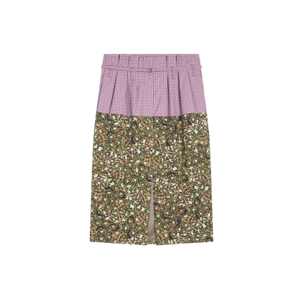 Dries Van Noten Belted contrast skirt in Bottle | Skirts | Luxury Shoes 