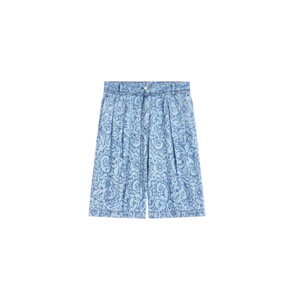 Belted denim shorts in Blue