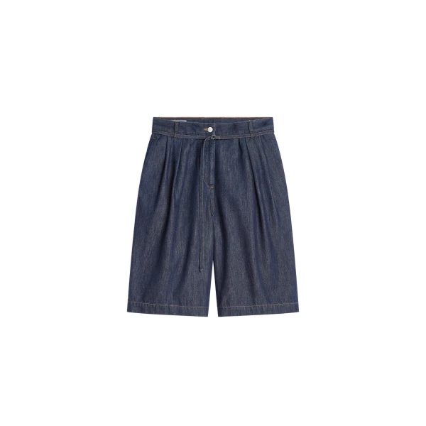 Belted denim shorts in Indigo