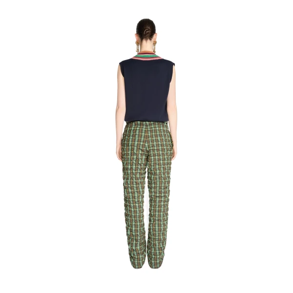 Belted seersucker pants in Khaki - Image 4