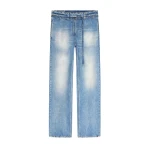Dries Van Noten Belted straight-leg denim pants in Blue | Pants | Luxury Shoes 