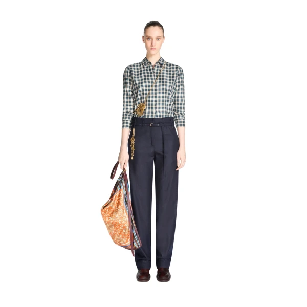 Belted wool pants in Navy - Image 2