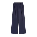 Dries Van Noten Belted wool trousers in Navy | Pants | Luxury Shoes 