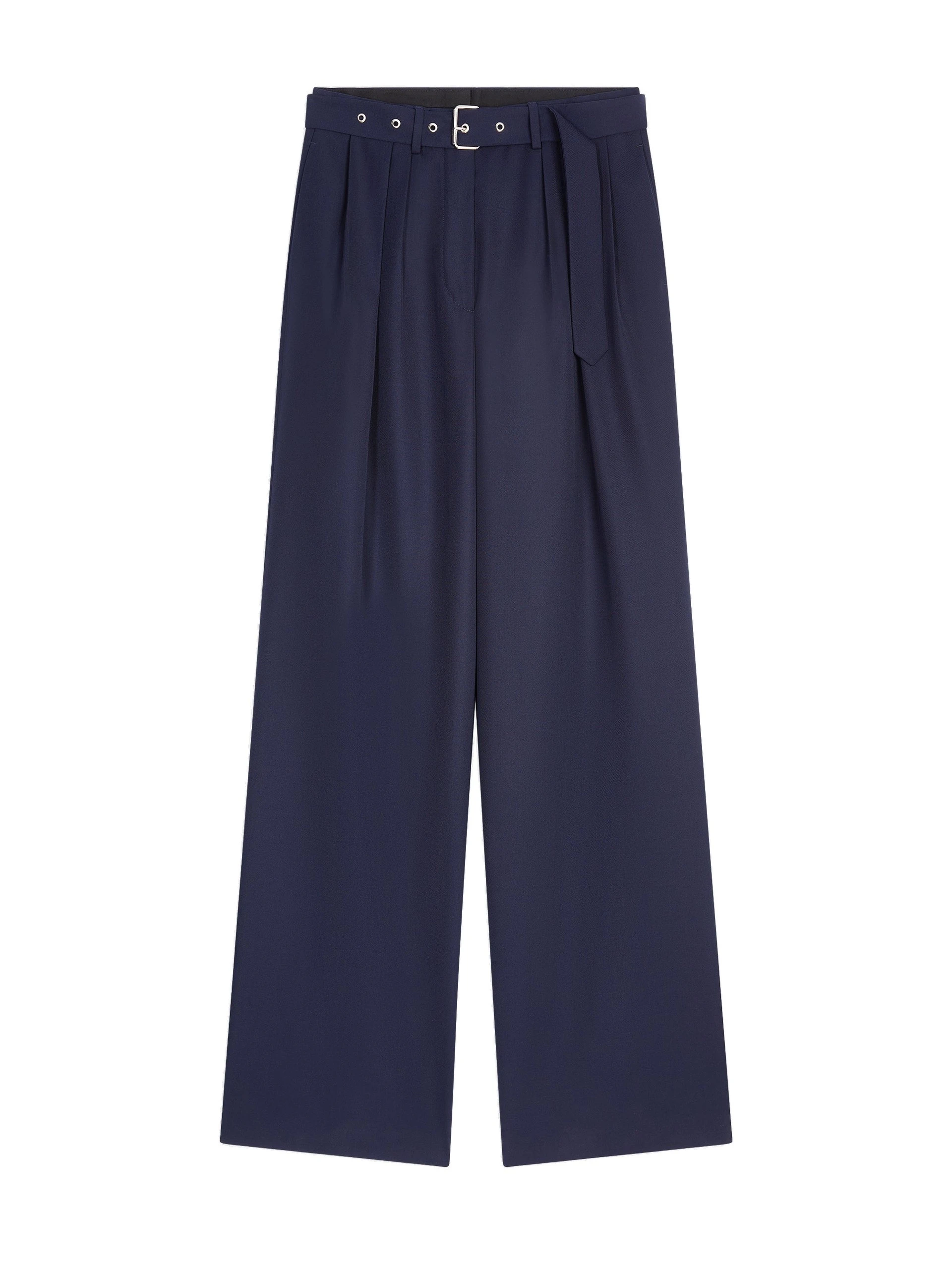 Dries Van Noten Belted wool trousers in Navy | Pants | Luxury Shoes Dries Van Noten Belted wool trousers in Navy | Pants | Luxury Shoes