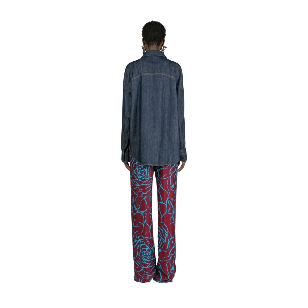 Bleached denim cocoon shirt in Indigo - Image 4