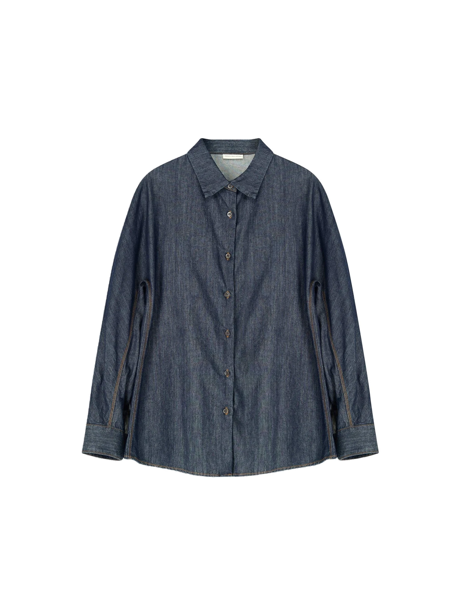 Dries Van Noten Bleached denim cocoon shirt in Indigo | Tops | Luxury Shoes Dries Van Noten Bleached denim cocoon shirt in Indigo | Tops | Luxury Shoes