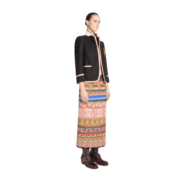 Boxy embroidered wool blazer in Black - Image 3