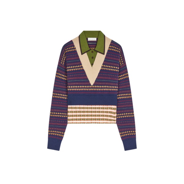 Dries Van Noten Boxy wool sweater in Navy | Knitwear | Luxury Shoes 
